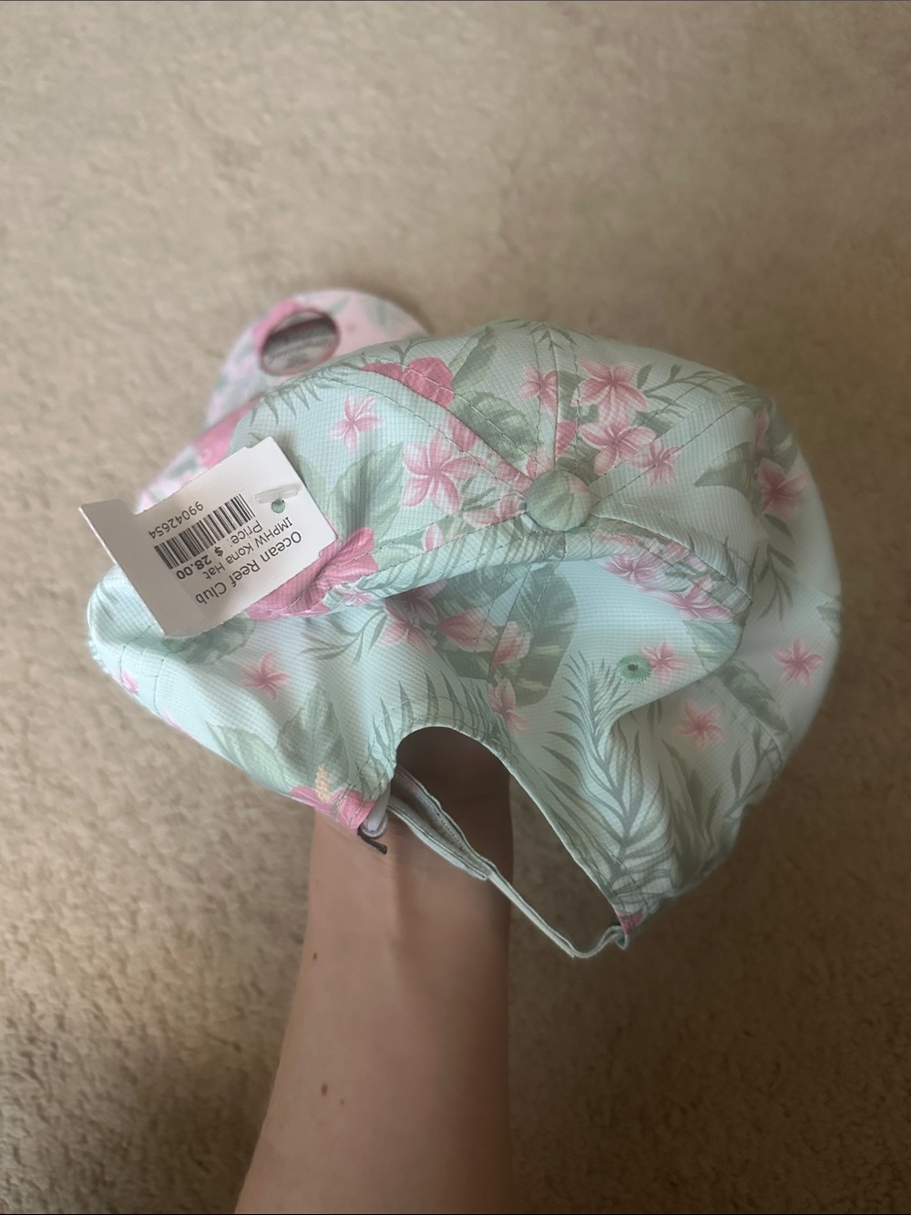 Imperial Floral UPF 60+ Sun Cap - Pink and Mint - Picture 6 of 10